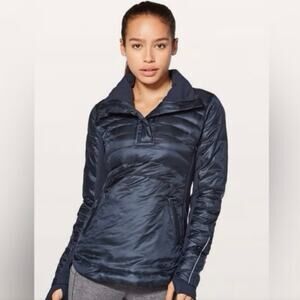 NWOT Lululemon Down for a Run Pullover II Jacket Navy Blue Goose Down Size 4